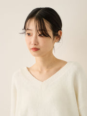ウール混Vネックニットプルオーバー≪手洗い可能≫