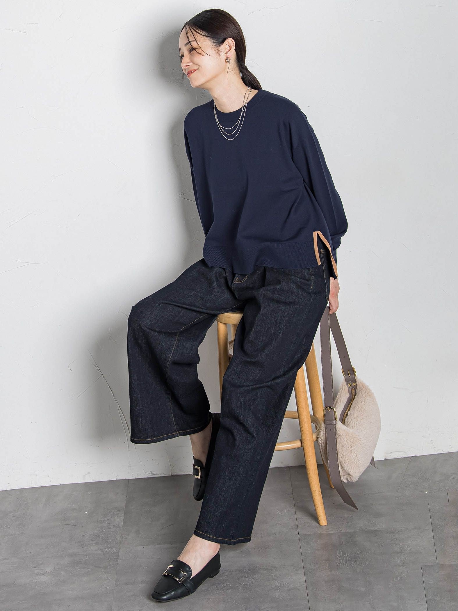 【WEB限定】365デニムパンツ ワイドシルエット≪洗える≫