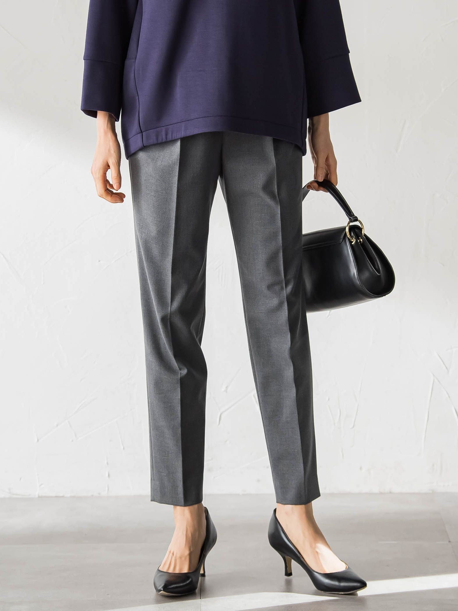 【WEB限定】美シルエット裏起毛ストレッチパンツ≪13号あり/毛玉防止≫