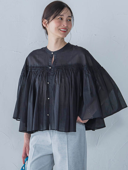 ピンタックcottonブラウス≪洗濯機で洗える≫