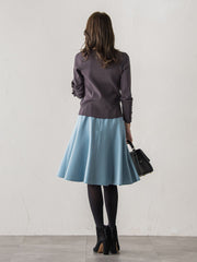 袖フリルパールリブニット