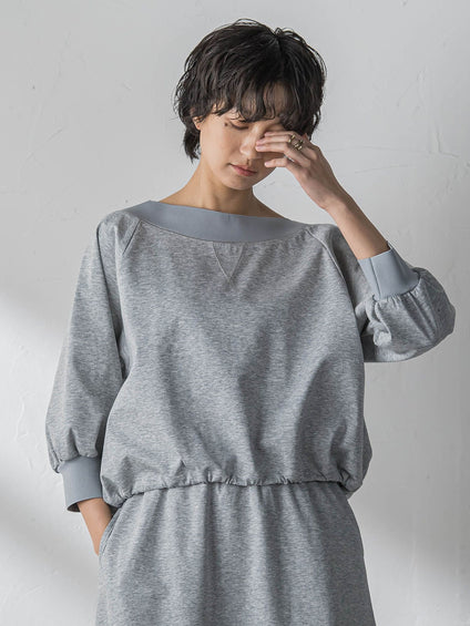 ボートネックドロストヘムスカートセットアップ