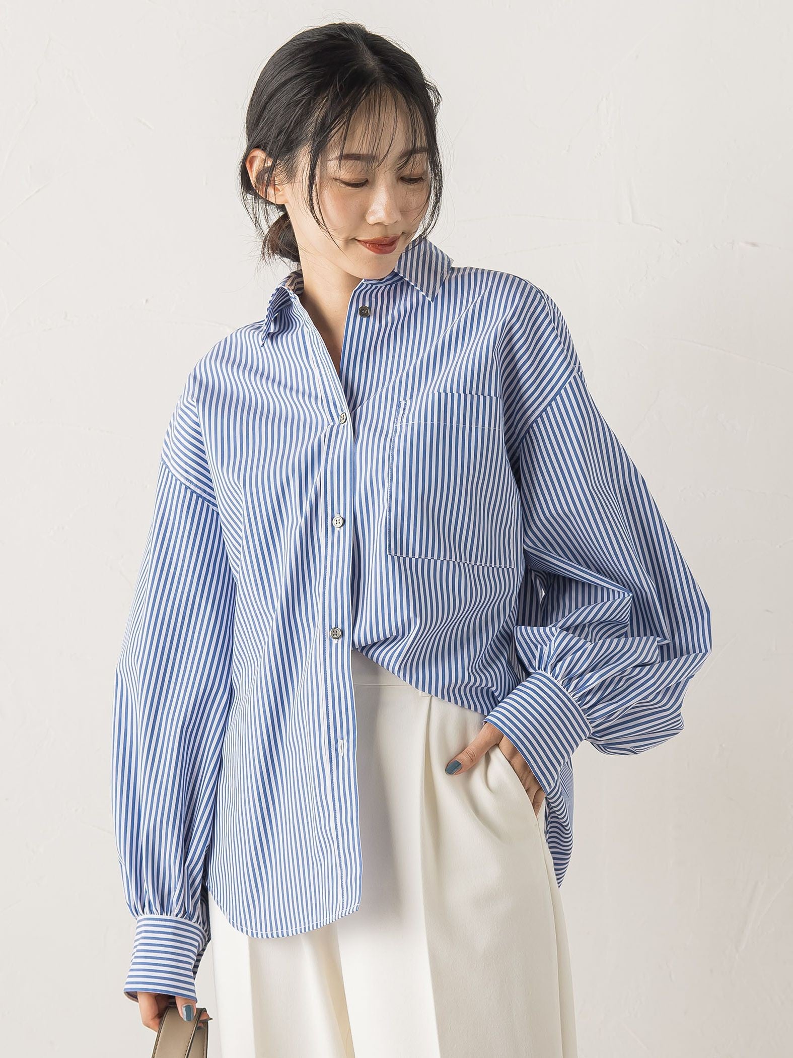 ボリュームスリーブシャツ≪洗濯機で洗える≫