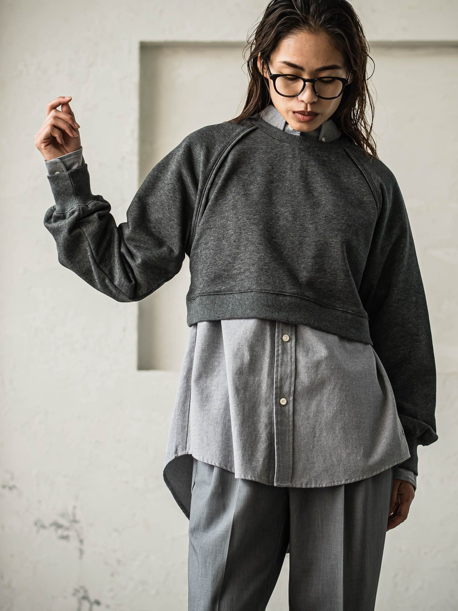 裏毛クロップドトレーナー≪洗濯機で洗える≫