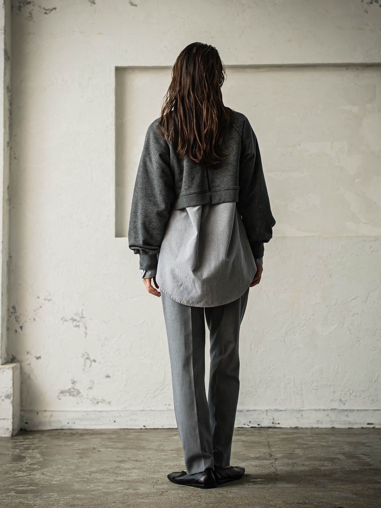 裏毛クロップドトレーナー≪洗濯機で洗える≫