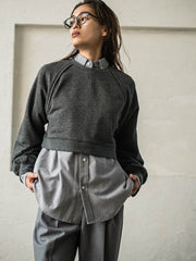 裏毛クロップドトレーナー≪洗濯機で洗える≫