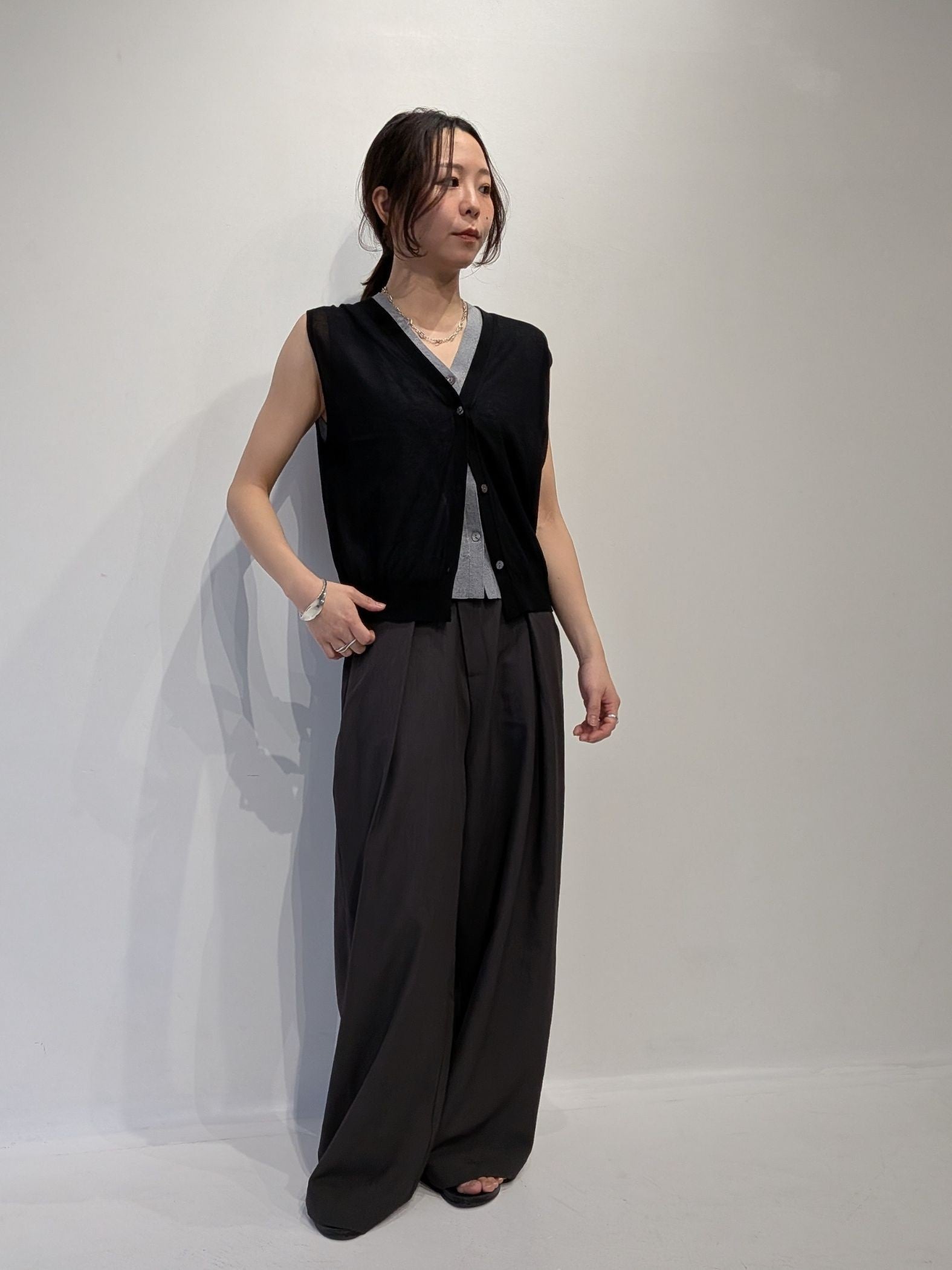 【2piece】sheer layerd vest