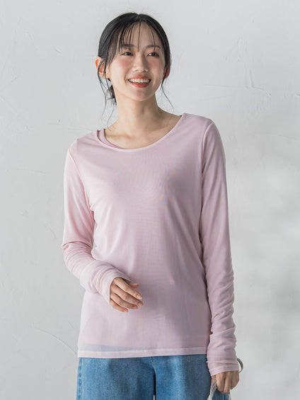 シアーフライス×チュールレイヤードプルオーバー