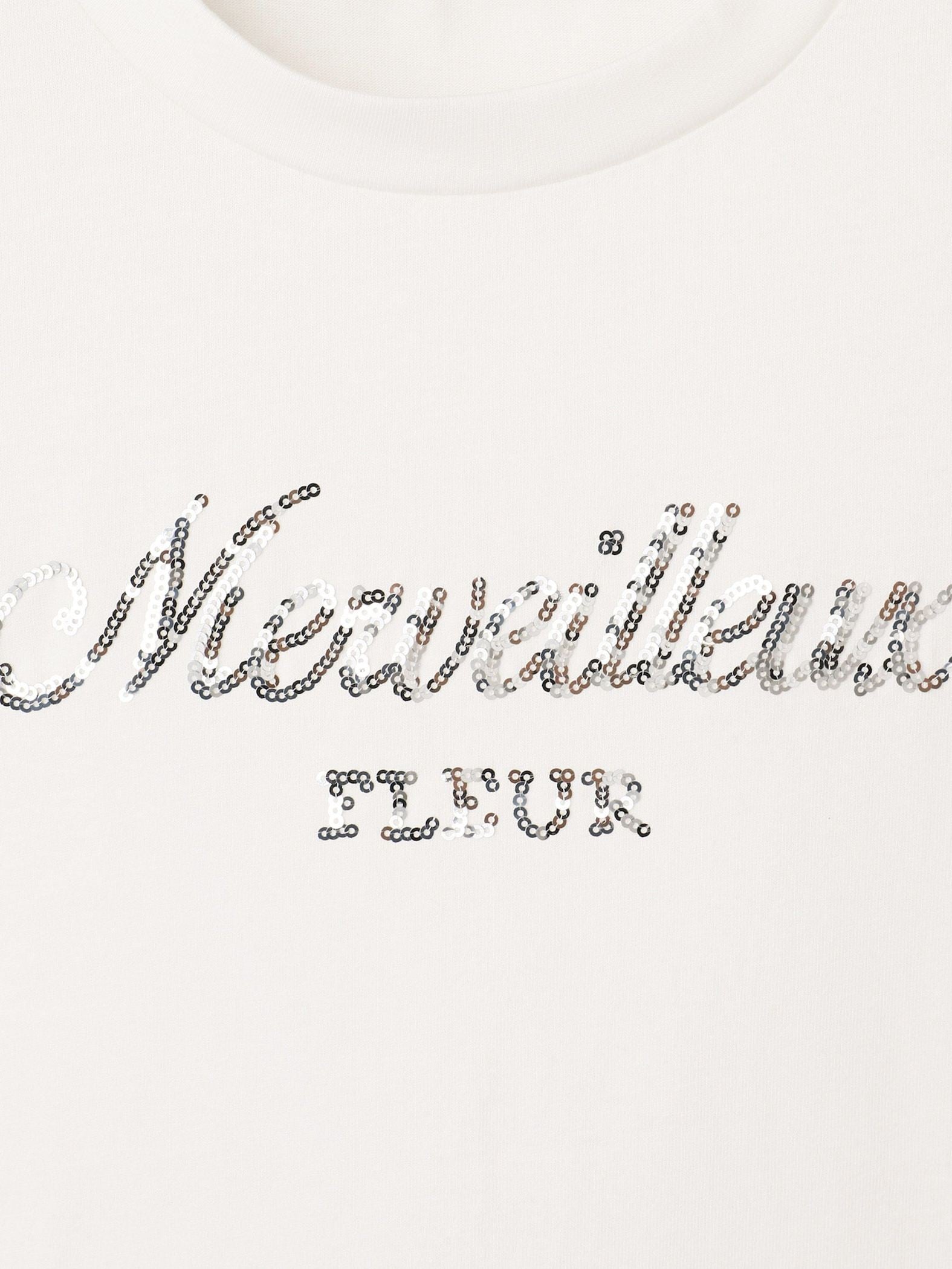 スパンコール刺繍ロゴTシャツ≪手洗い可能≫