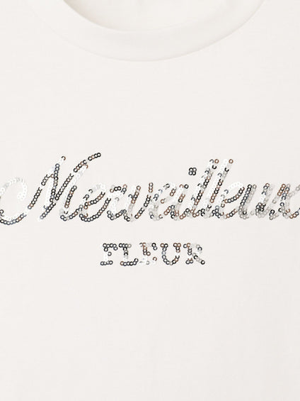 スパンコール刺繍ロゴTシャツ≪手洗い可能≫