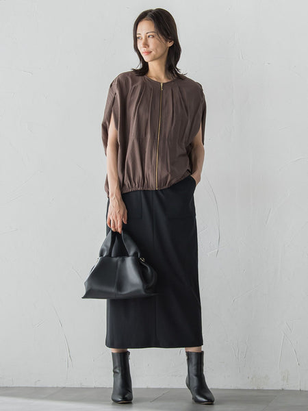 【WEB限定】スリットスリーブノーカラーブルゾン≪手洗い可能≫