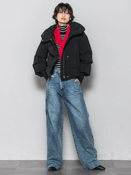 袖口リブシームレスダウンジャケット