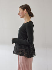 フラワーチュールペプラムリブニット≪手洗い可能≫