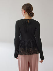 フラワーチュールペプラムリブニット≪手洗い可能≫