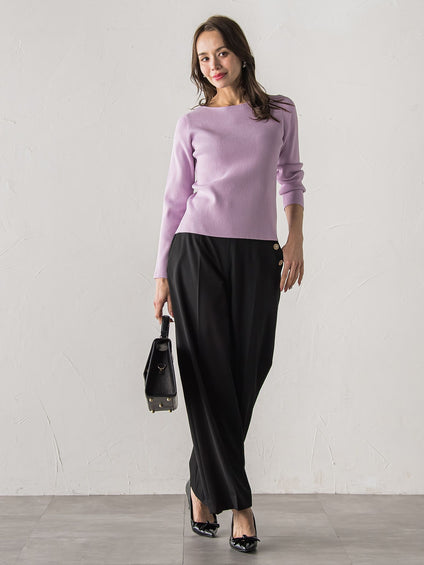 【新色追加】キラキラボタンワイドパンツ≪手洗い可能≫