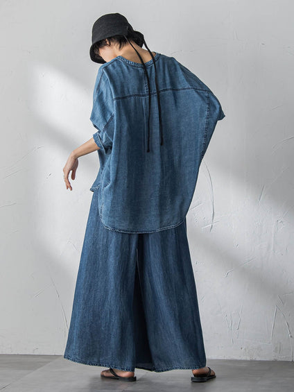 ゆれるデニムフレアパンツ