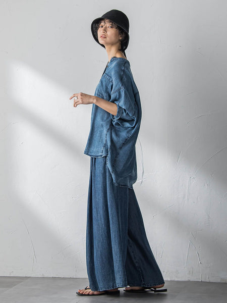 ゆれるデニムフレアパンツ