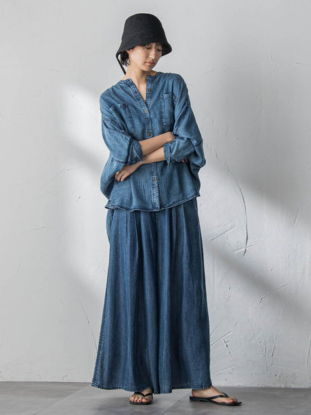 ゆれるデニムフレアパンツ