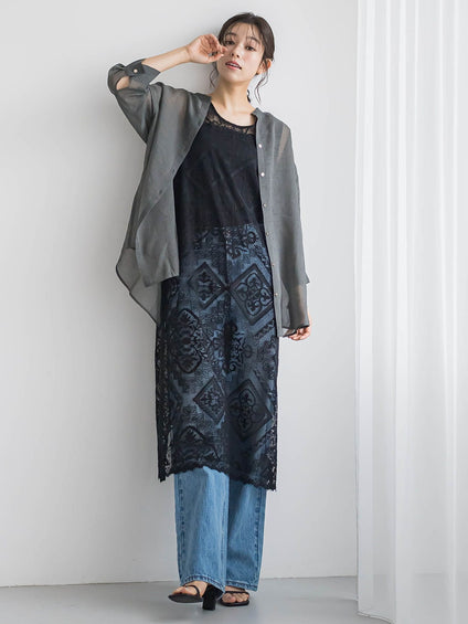 【WEB限定】シアーリネンライクBACKリボンシャツ≪手洗い可能≫
