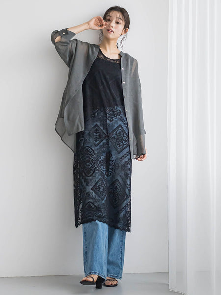 【WEB限定】シアーリネンライクBACKリボンシャツ≪手洗い可能≫