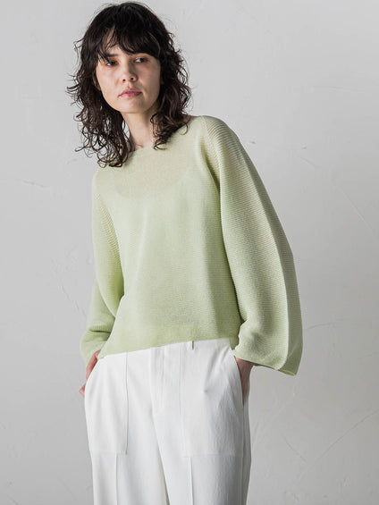 【WEB&一部店舗限定】ワイドスリーブクロップドニットプルオーバー≪手洗い可能≫