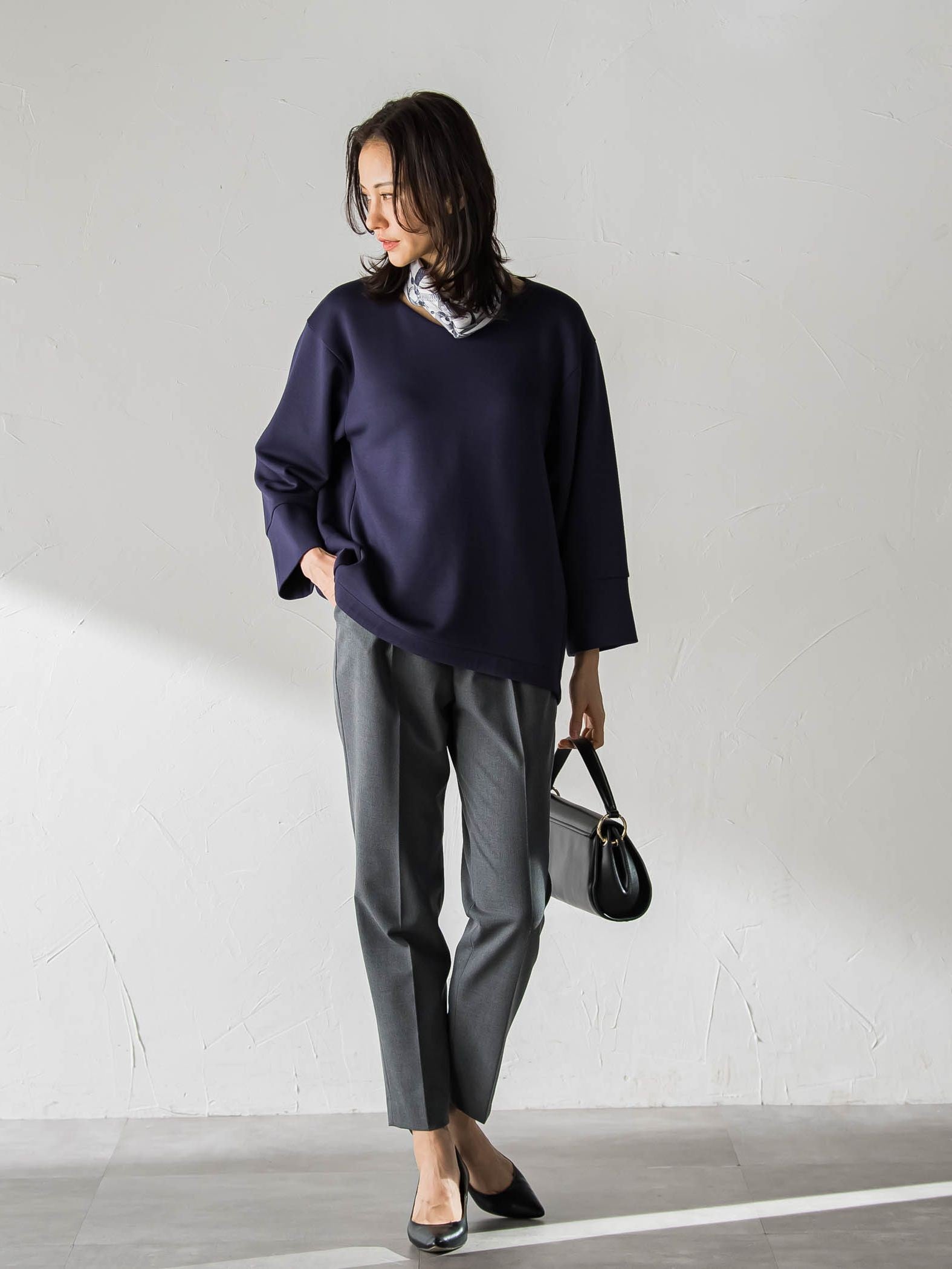 【WEB限定】美シルエット裏起毛ストレッチパンツ≪13号あり/毛玉防止≫