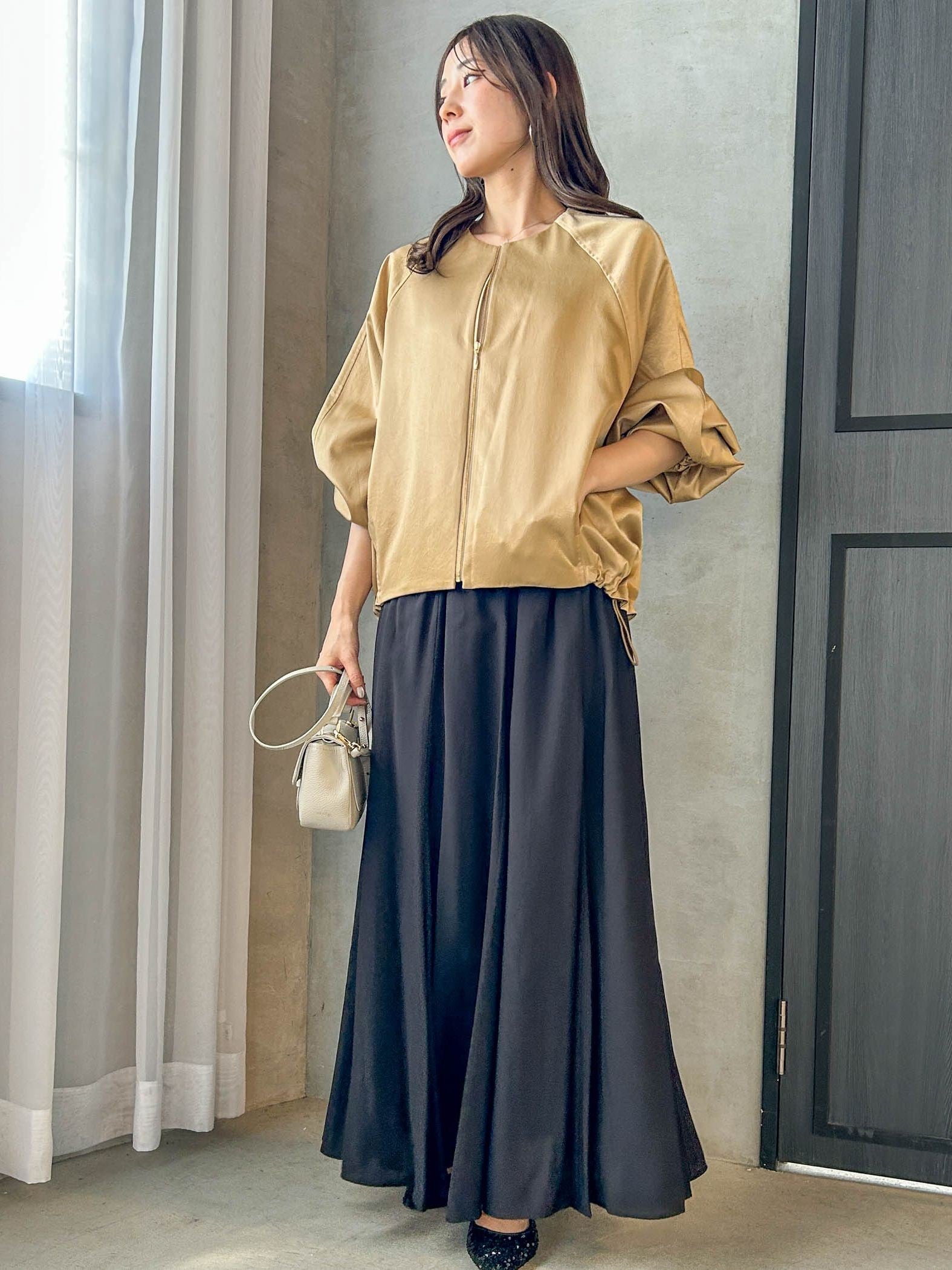 サテンジップブルゾン≪手洗い可能≫