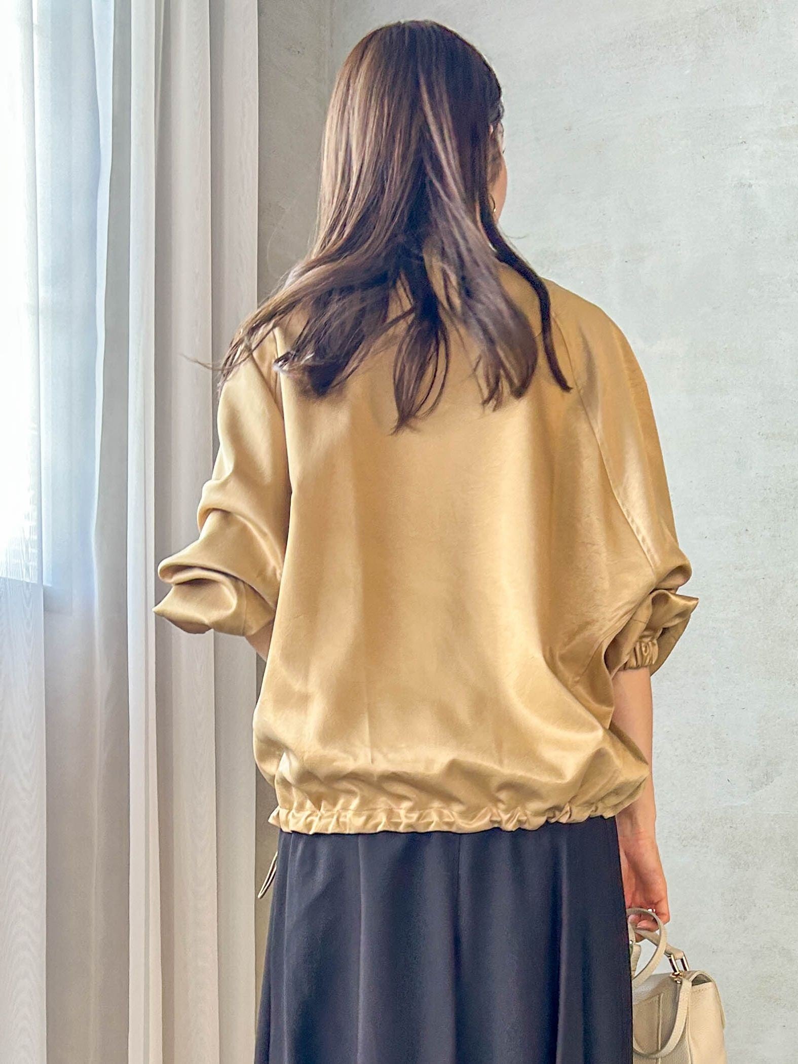 サテンジップブルゾン≪手洗い可能≫