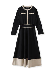 バイカラーニットワンピース