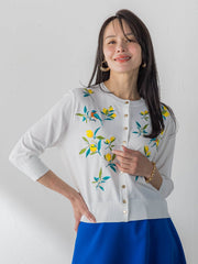 レモン刺繍ニットカーディガン