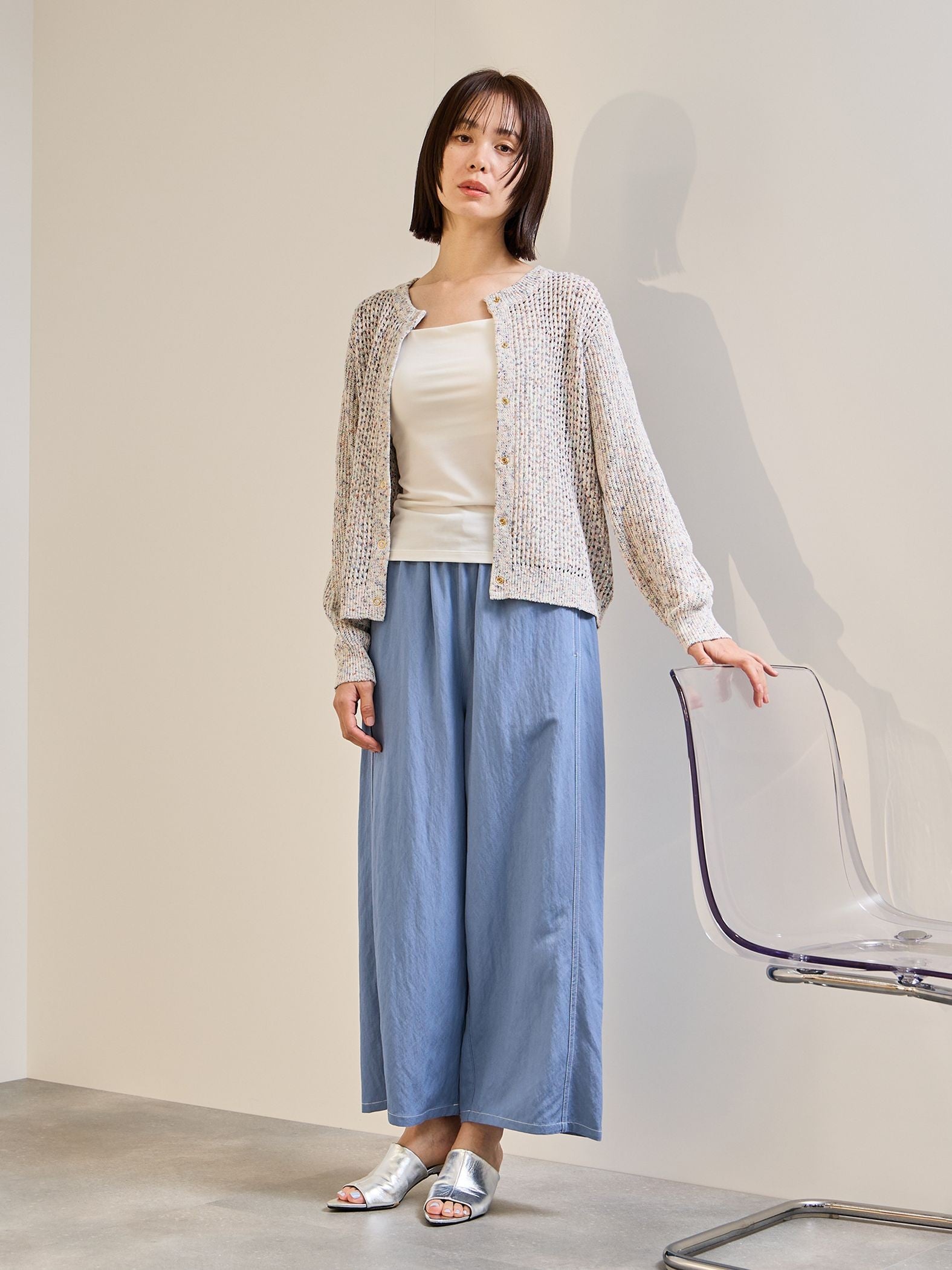 ミックスコイルクルーネックカーディガン