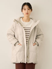 ストレッチフードピュアダウンミドルコート