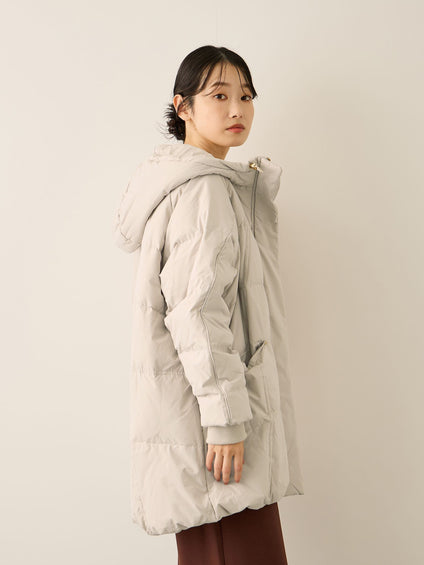 ストレッチフードピュアダウンミドルコート