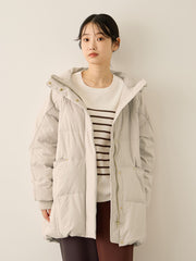 ストレッチフードピュアダウンミドルコート