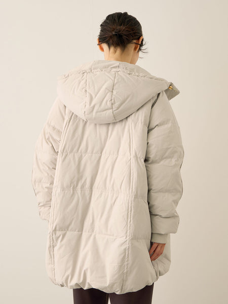 ストレッチフードピュアダウンミドルコート