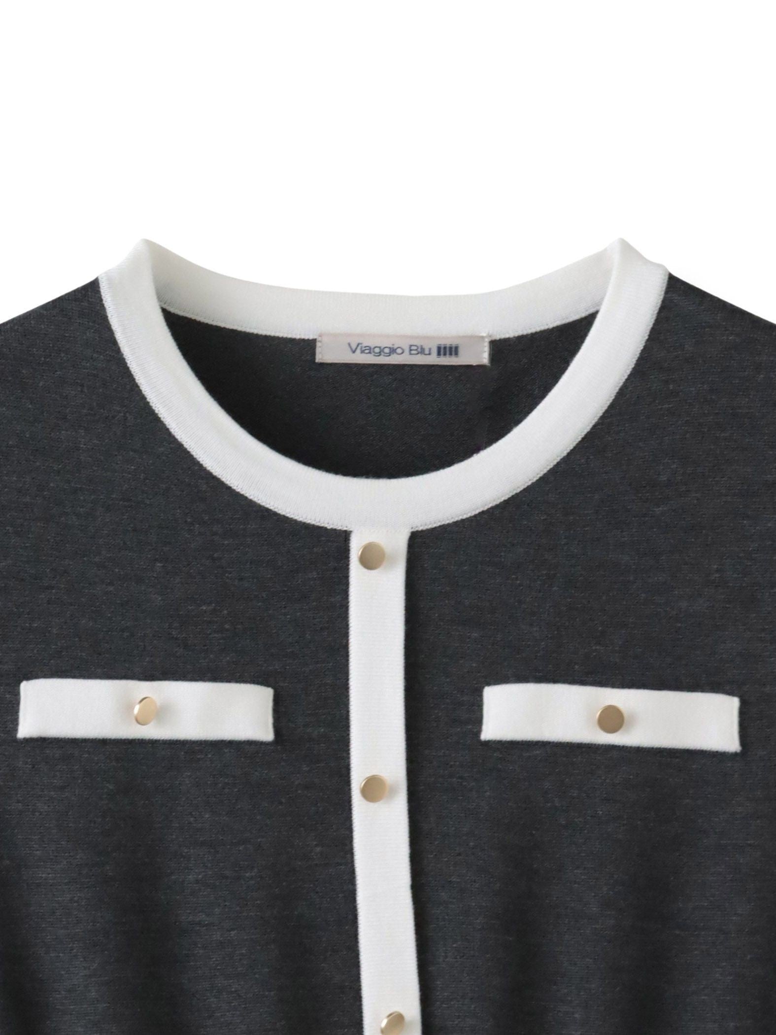 バイカラーニットワンピース