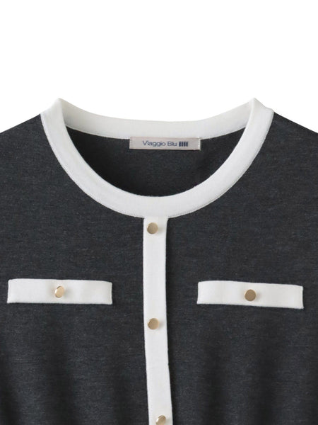 バイカラーニットワンピース