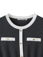 バイカラーニットワンピース