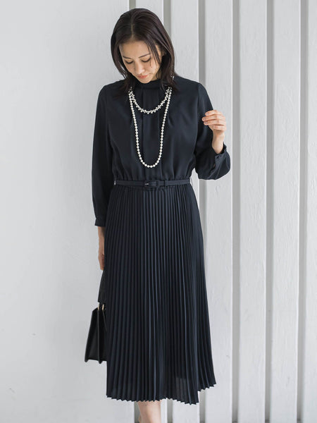 【WEB限定 13号】ボウタイフォーマルワンピース≪洗える≫