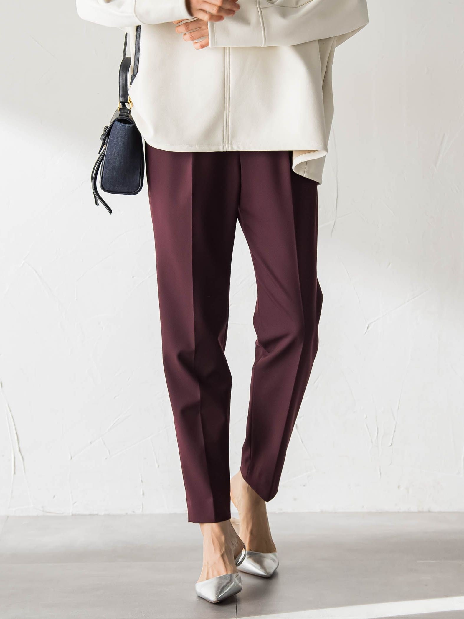 【WEB限定】美シルエット裏起毛ストレッチパンツ≪13号あり/毛玉防止≫