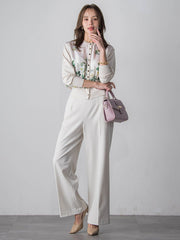 キラキラボタンワイドパンツ≪手洗い可能≫