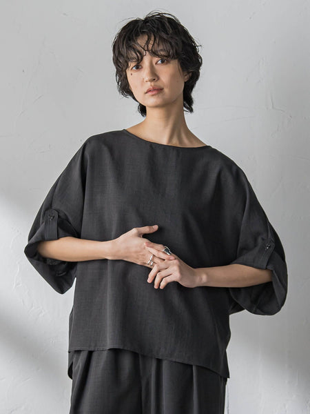 【一瞬で楽とキレイを叶える】タンブラーブッチャーロールアップブラウス≪セットアップ対応≫