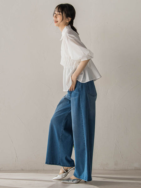 【WEB限定】シャーリングパフスリーブブラウス