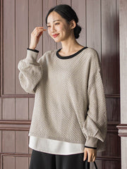 メッシュ柄レイヤードニット≪手洗い可能≫