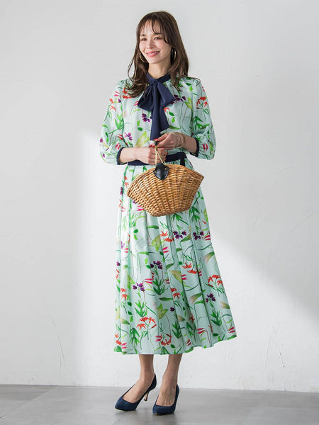 【KEITA KAWASAKI × Viaggio Bluコラボ】リリープリントスカート