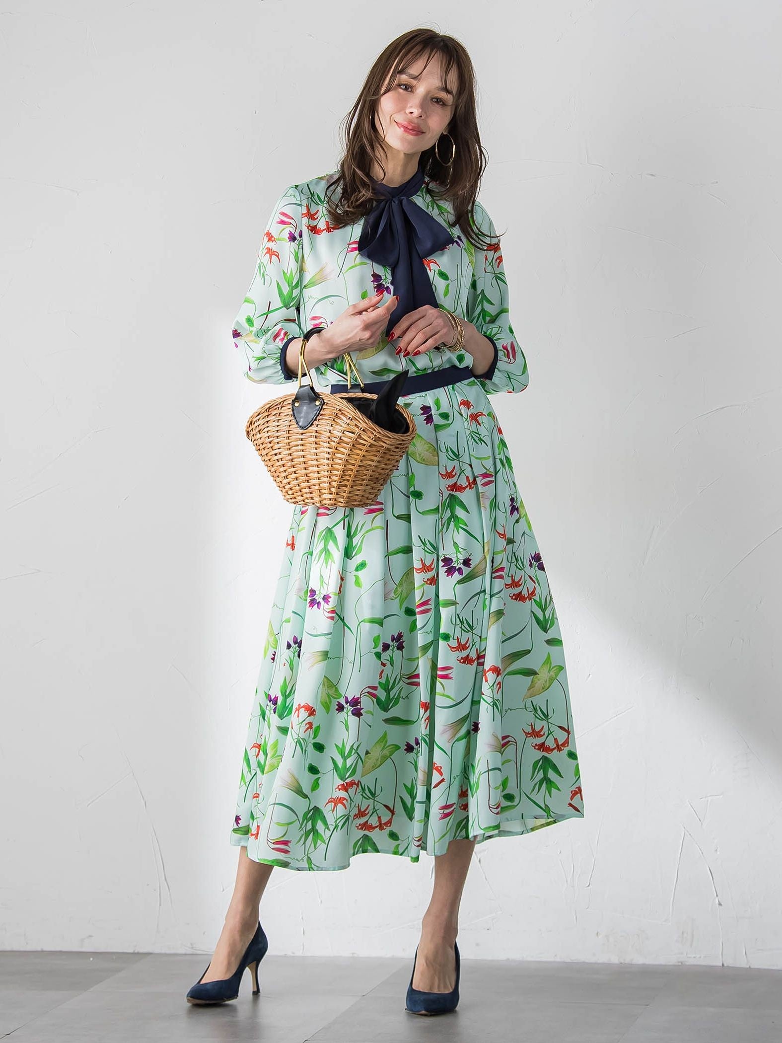 【KEITA KAWASAKI × Viaggio Bluコラボ】リリープリントスカート