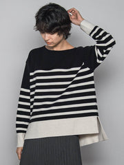 【ふわもち】ボーダーニット≪洗濯機で洗える≫