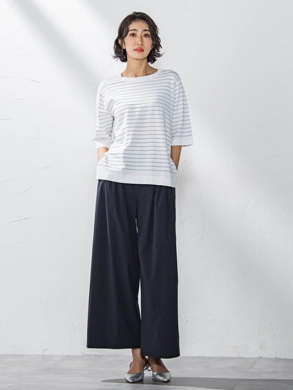 Tシャツ風ボーダーニットプルオーバー≪手洗い可能≫