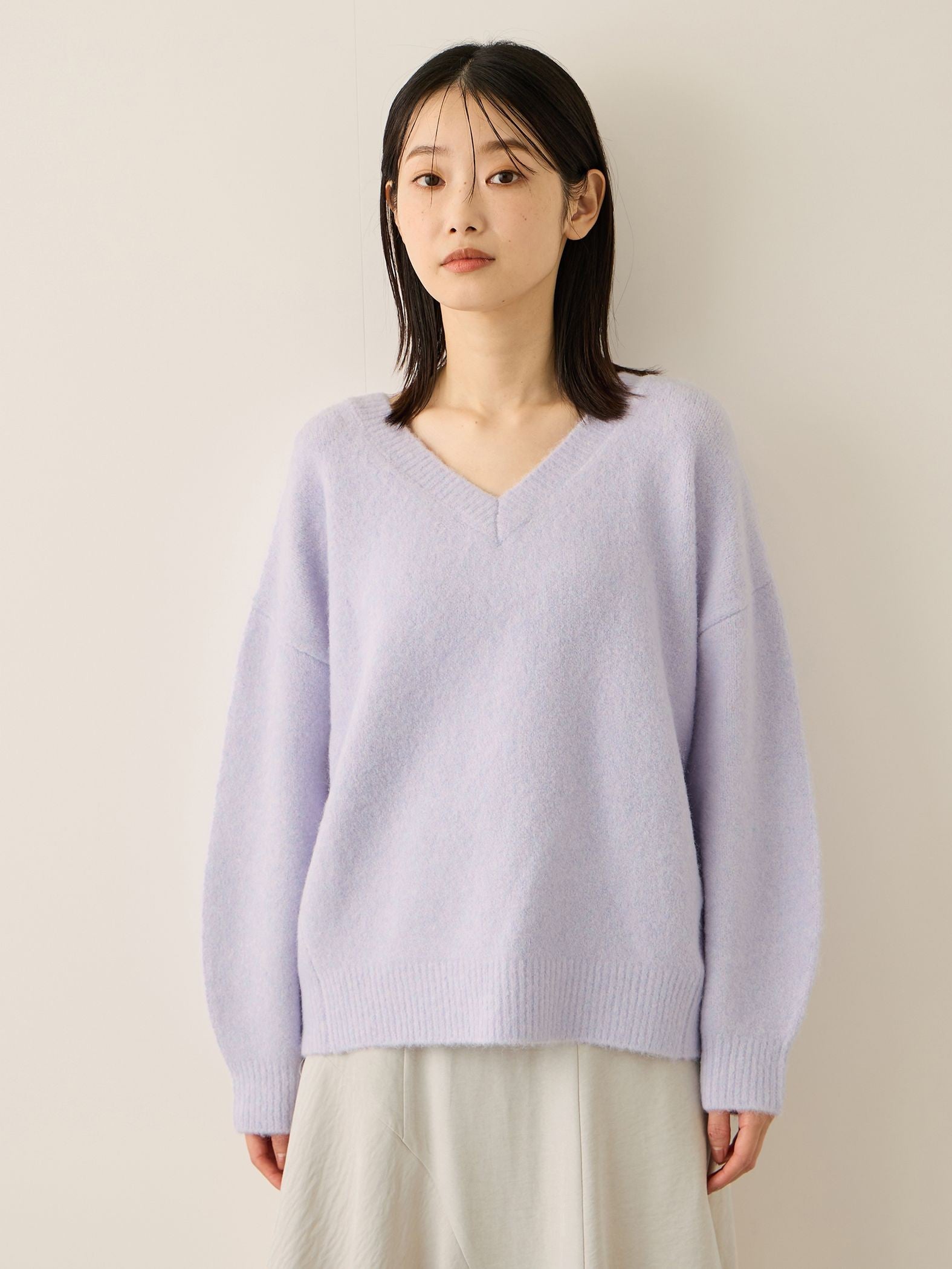 ウール混Vネックニットプルオーバー≪手洗い可能≫