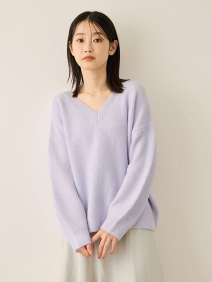 ウール混Vネックニットプルオーバー≪手洗い可能≫